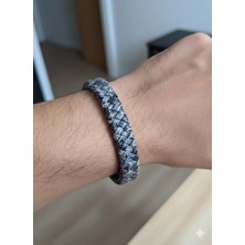 Reggente Antik Siyah Beyaz Hakiki Deri Bileklik