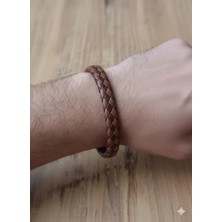 Reggente Kahverengi Taba Örgü Deri Bileklik