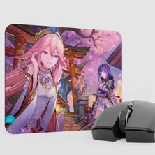 mousepad bastir Yae Miko Genshin Impact Anime Oyuncu V1 - 22X18 Gaming Mouse Pad Fare Altlığı