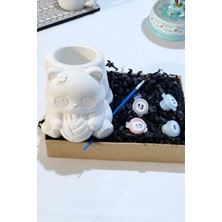 Taş Boyama Seti-Sevimli Panda-Fırça- Kalemlik-Biblo- Çok Amaçlı Dekoratif Obje