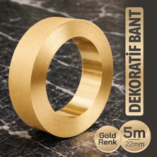 Badem10 (1 Adet) Altın Renk Dekoratif Bant 5mt x 22MM Ahşap Mobilya Duvar Fayans Dekoratif Metalik Bant