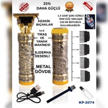 abnturk Gold Renkli Metal Gövdeli Keskin ve Paslanmaz Bıçaklı  Profesyonel Yanak ve Ense Tıraş Makinesi Seti