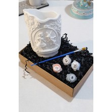 Taş Boyama Seti-Sihirli Tavşan Kız-Boya-Fırça- Kalemlik-Biblo- Çok Amaçlı Dekoratif Obje