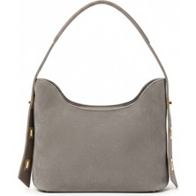 Velora Vizon - Kenarları Kemer Detaylı Süet Çanta