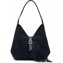 Alegra Lacivert - Püsküllü Süet Omuz Çantası