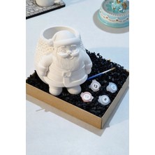 Taş Boyama Seti - Noel Baba + Boya +Fırça- Biblo-Kalemlik+Saklı