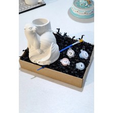 Taş Boyama Seti-Sevimli Yunus- Boya -Fırça- Mumluk - Biblo- Kalemlik, Çok Amaçlı Biblo