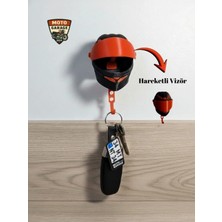 MotoGarage 3D Baskı Hareketli Vizörlü Kask Anahtar Askılığı – Kırmızı Siyah | Motor & Motosiklet Severlere Özel