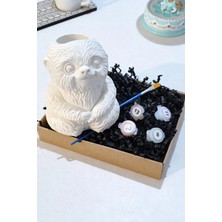 Taş Boyama Seti-Sevimli Tırtıl- Boya+Fırça- Biblo- Kalemlik-Saksı-Çok Amaçlı Dekoratif Obje