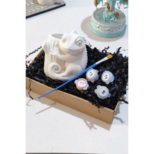 Taş Boyama Seti-Sevimli Bukalemun -Boya-Fırça- Biblo- Kalemlik- Çok Amaçlı Dekoratif Obje