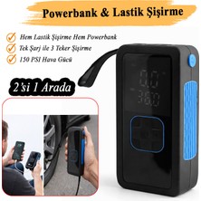 Badem10 Şarjlı Taşınabilir 90 W Powerbank 12 V Lastik Hava Şişirme Cihazı 150 Psı Araba Şambrel Kompresör
