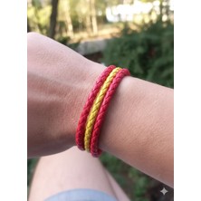 Reggente Sarı Kırmızı Galatasaray Örgü Deri Bileklik