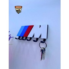 MotoGarage Bmw M Sport Logolu Anahtarlık Askısı 3D - 5 Askılı Dekoratif Motorcu Askısı - 13 cm