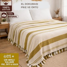 Ces Store Çift Kişilik %100 Pamuk El Dokuması Pike, Doğal Dokulu 4 Mevsim Yatak Örtüsü, 200X240 cm