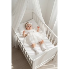 Miniday Baby Kız Bebek Mevlütlük Elbise Yazlık Bandanalı Dantelli Yeni Doğan Hastane Çıkışı Gelinlik Abiye 4017