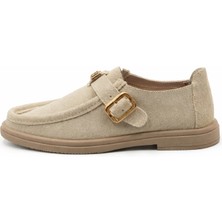 Beety 5547-0 Hakiki Deri Nubuk Bej Casual Günlük Kadın Ayakkabı