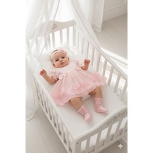 Miniday Baby Kız Bebek Mevlütlük Elbise Yazlık Bandanalı Dantelli Yeni Doğan Hastane Çıkışı Gelinlik Abiye 4017