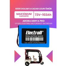 Electroll Arora Derya Pro Uyumlu Batarya (Maksimum Kapasite) Lifepo4 72V 102AH Elektrikli Motorsiklet Bataryası