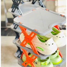 Meli Collection Yeni Nesil Akordiyon & Katlanır ( 5 Katlı ) Plastik Ayakkabılık ( Gri TABAN=27X27CM & Renkli Ayaklar