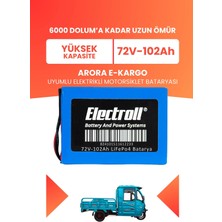 Electroll Arora E-Kargo Uyumlu Batarya (Yüksek Kapasite) Lifepo4 72V 102AH Elektrikli Motorsiklet Bataryası