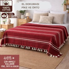 Ces Store Çift Kişilik %100 Pamuk El Dokuması Pike, Doğal Dokulu 4 Mevsim Yatak Örtüsü, 200X240 cm