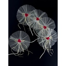 Bonicce 10 Adet Kırmızı Çiçekli Düğün Arabası Süsü Gelin Arabası Konvoy Süsü Bohça Süsü Çeyiz Süsü