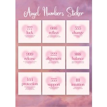 Pankart Evi 9 Adet Mini Angel Numbers Sticker Seti - Olumlama Sayı Sekans Manifest Melek Sayıları Numeroloji
