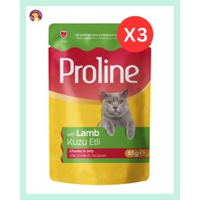 Proline Kuzu Etli Jelly Içinde Parçacıklı Yaş Kedi Maması 3×85 G