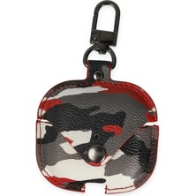 Eco Port Airpods Pro 2 (2.nesil) Çanta Kamuflaj Deri Kılıf - Kırmızı