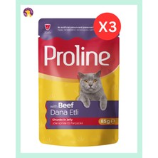 Proline Pouch Dana Etli Yaş Kedi Maması Seti 3×85 G