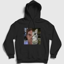 Presmono Unisex Siyah Dexter Morgan Kedi Kedili Cat Kapüşonlu Sweatshirt