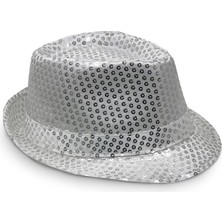 Indispensablely Disko Gümüş Payetli Fötr Şapka Yetişkin Boy