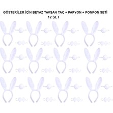 Indispensablely Beyaz Tavşan Kostüm Seti – Taç, Papyon, Kuyruk (12’li Paket)