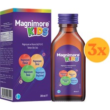 Magnimore Kids Magnezyum & Vitamin B6 200 ml - 3 Adet (600 Ml) - Dezenfektan Hediyeli (%72 Alkol)
