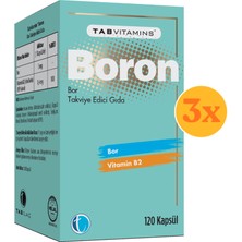 TABVITAMINS Boron 120 Kapsül Bor 3 mg Vitamin B2 - 3 Adet (360 Kapsül) - Dezenfektan Hediyeli (%72 Alkol)