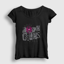 Presmono Kadın Siyah Love Bites Wwe Aj Lee T-Shirt