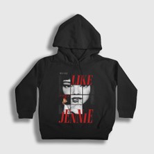 Presmono Unisex Çocuk Siyah Like Jennie Blackpink Kapüşonlu Sweatshirt