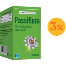 TABVITAMINS Passiflora Pasiflora 600 mg 30 Bitkisel Kapsül - 3 Adet (90 Kapsül) - Dezenfektan Hediyeli (%72 Alkol)
