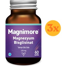 Magnimore Magnezyum Bisglisinat 120 Mg 60 Bitkisel Kapsül - 3 Adet (180 Kapsül)