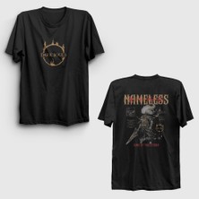 Presmono Unisex Siyah Nameless King Dark Souls Sırt Baskılı T-Shirt