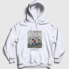 Presmono Unisex Beyaz Band K Pop Unis Kapüşonlu Sweatshirt