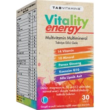 TABVITAMINS Vitality Energy Multivitamin Multimineral 30 Tablet - Dezenfektan Hediyeli (%72 Alkol)