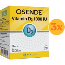 Osende D3 1000 Iu Damla 20 ml - 3 Adet (60 Ml) - Dezenfektan Hediyeli (%72 Alkol)