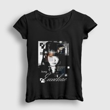 Presmono Kadın Siyah Different Hong Eunchae Le Sserafim T-Shirt