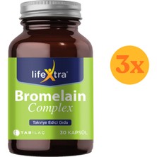 Lifextra Bromelain Complex 30 Kapsül - 3 Adet (90 Kapsül) - Dezenfektan Hediyeli (%72 Alkol)
