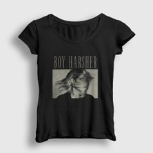 Presmono Kadın Siyah Cover Boy Harsher T-Shirt