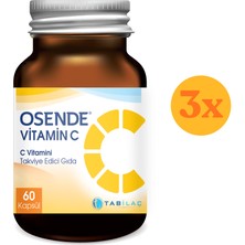 Osende Vitamin C 60 Kapsül - 3 Adet (180 Kapsül) - Dezenfektan Hediyeli (%72 Alkol)