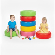 Bahçe Oyuncak 5'li Renkli Aktivite Tekerleği Seti Anaokulu Kreş Tipi Denge ve Parkur Oyunu