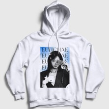 Presmono Unisex Beyaz Cassettes Hong Eunchae Le Sserafim Kapüşonlu Sweatshirt