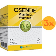 Osende D3K2 Damla 20 ml - 3 Adet (60 Ml) - Dezenfektan Hediyeli (%72 Alkol)